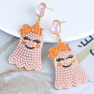 1 Pair Cute Exaggerated Sweet Cartoon Inlay Alloy Rhinestones Beads Drop Earrings