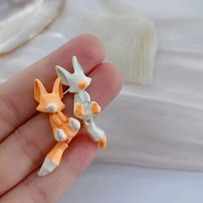 Wholesale Jewelry Cute Fox Alloy Enamel Ear Studs