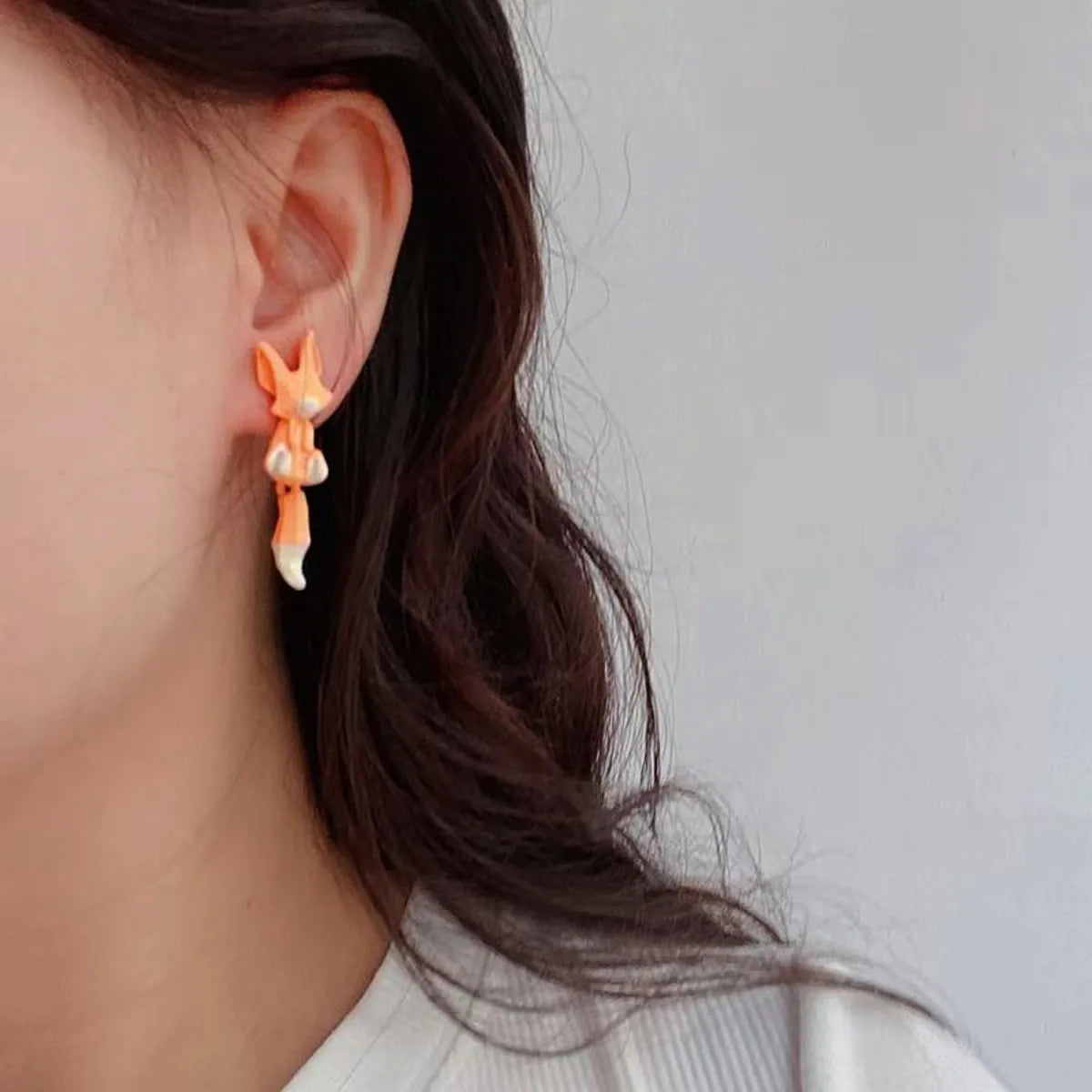 Wholesale Jewelry Cute Fox Alloy Enamel Ear Studs