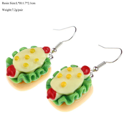 Wholesale Jewelry Cute Fruit Plastic Resin Patchwork Drop Earrings