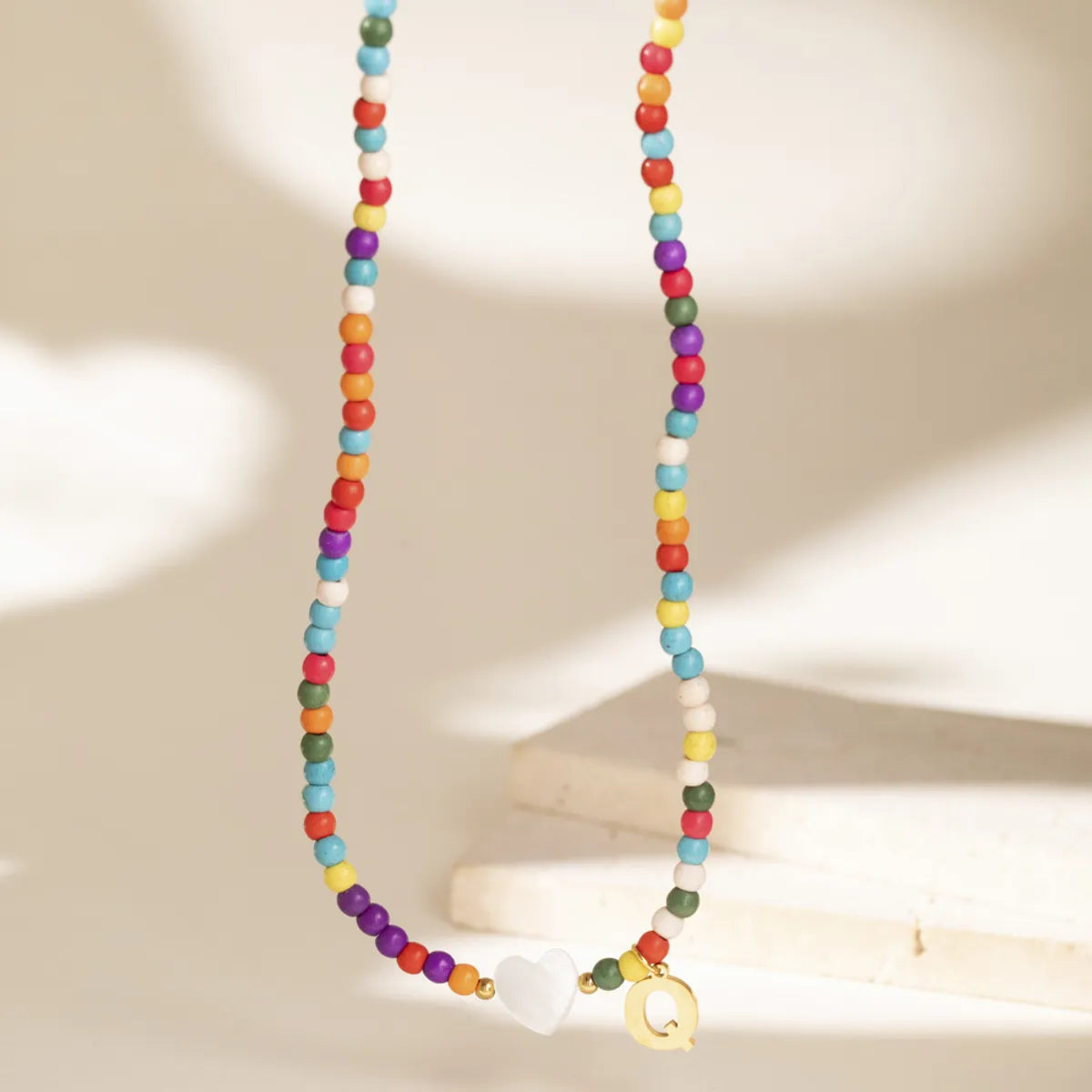 Wholesale Jewelry Cute Geometric 304 Stainless Steel Beaded Chain Pendant Necklace