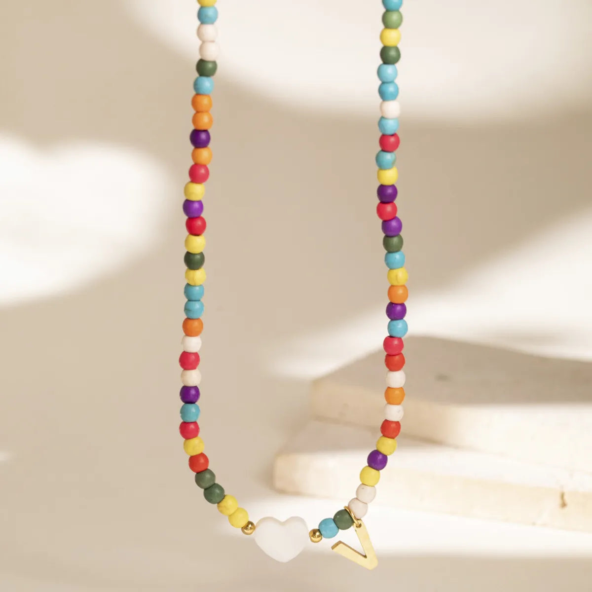 Wholesale Jewelry Cute Geometric 304 Stainless Steel Beaded Chain Pendant Necklace