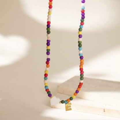 Wholesale Jewelry Cute Geometric 304 Stainless Steel Beaded Chain Pendant Necklace