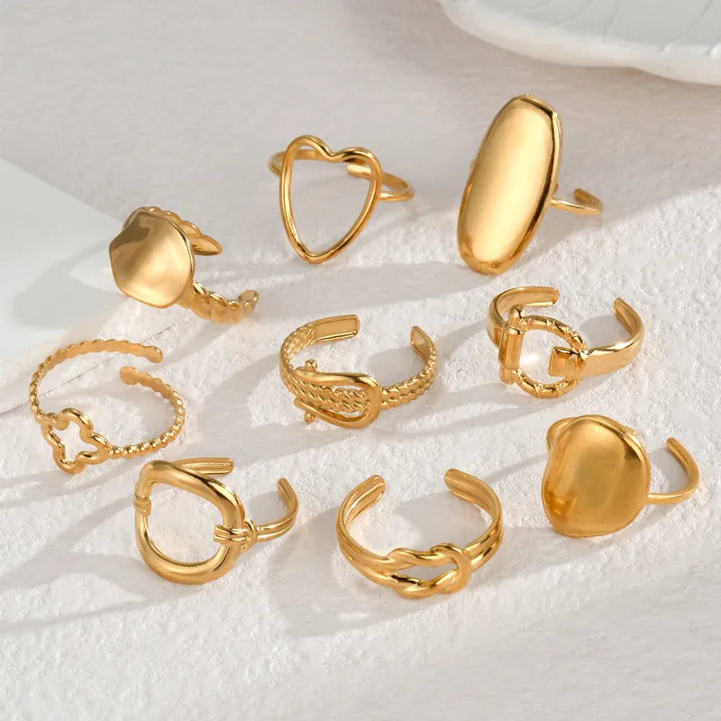 Wholesale Jewelry Cute Heart Shape 304 Stainless Steel 14K Gold Plated Plating Rings