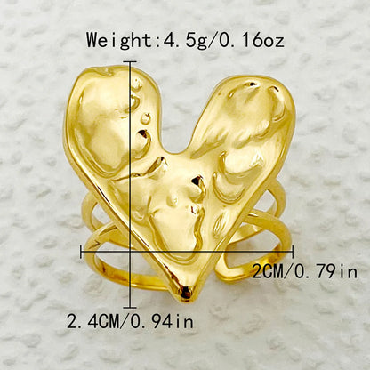 Wholesale Jewelry Cute Preppy Style Simple Style Heart Shape Solid Color 304 Stainless Steel 14K Gold Plated Rings