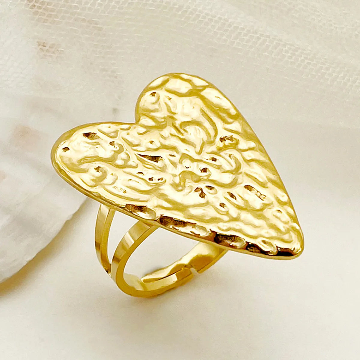 Wholesale Jewelry Cute Preppy Style Simple Style Heart Shape Solid Color 304 Stainless Steel 14K Gold Plated Rings