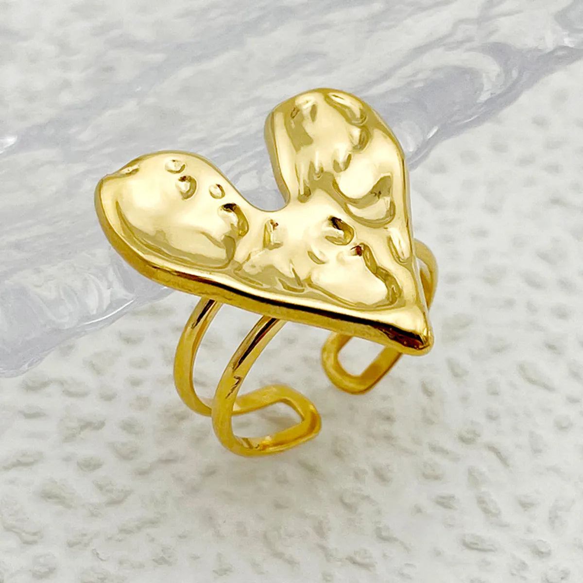 Wholesale Jewelry Cute Preppy Style Simple Style Heart Shape Solid Color 304 Stainless Steel 14K Gold Plated Rings