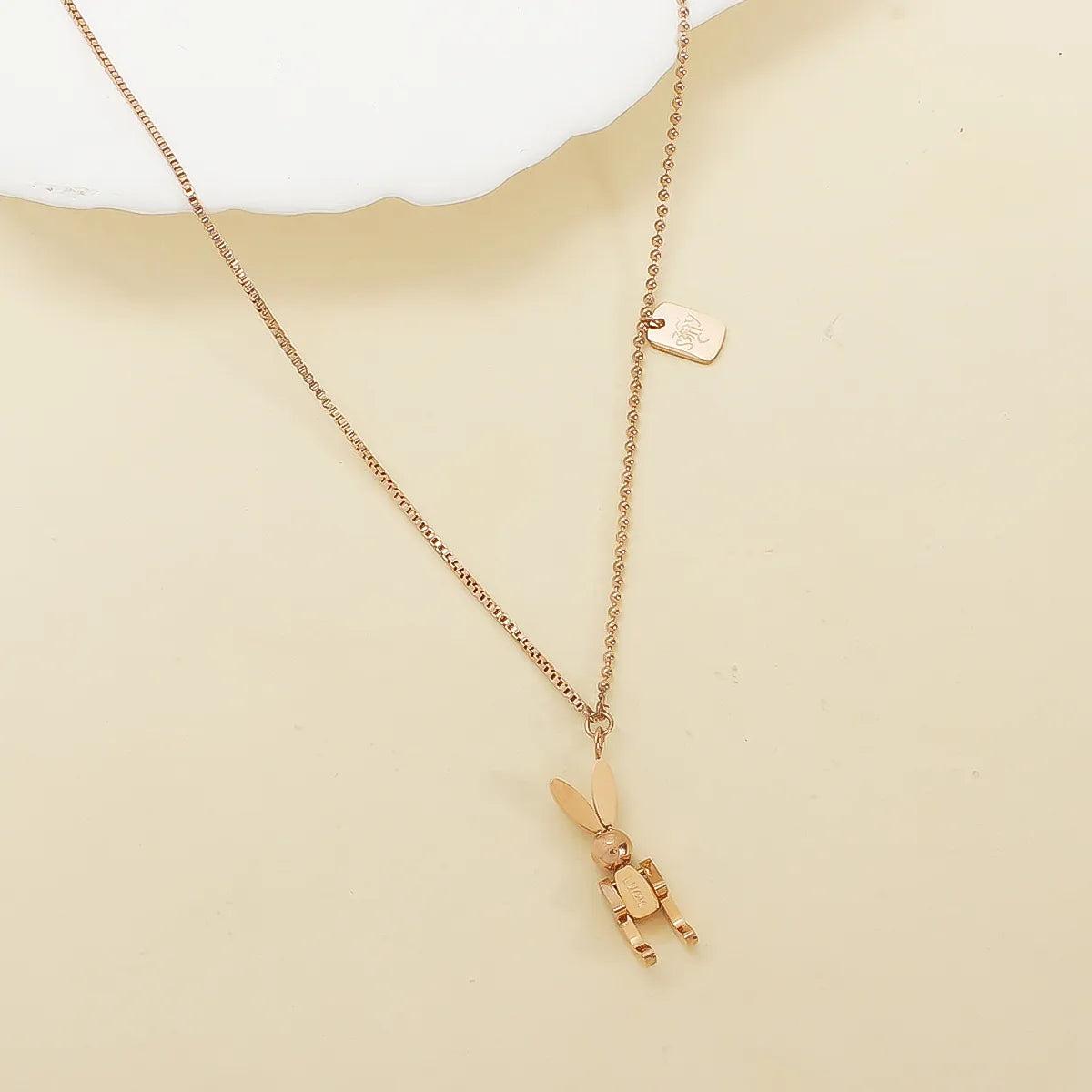 Wholesale Jewelry Cute Rabbit 304 Stainless Steel 18K Gold Plated Pendant Necklace