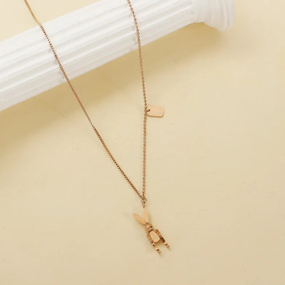 Wholesale Jewelry Cute Rabbit 304 Stainless Steel 18K Gold Plated Pendant Necklace