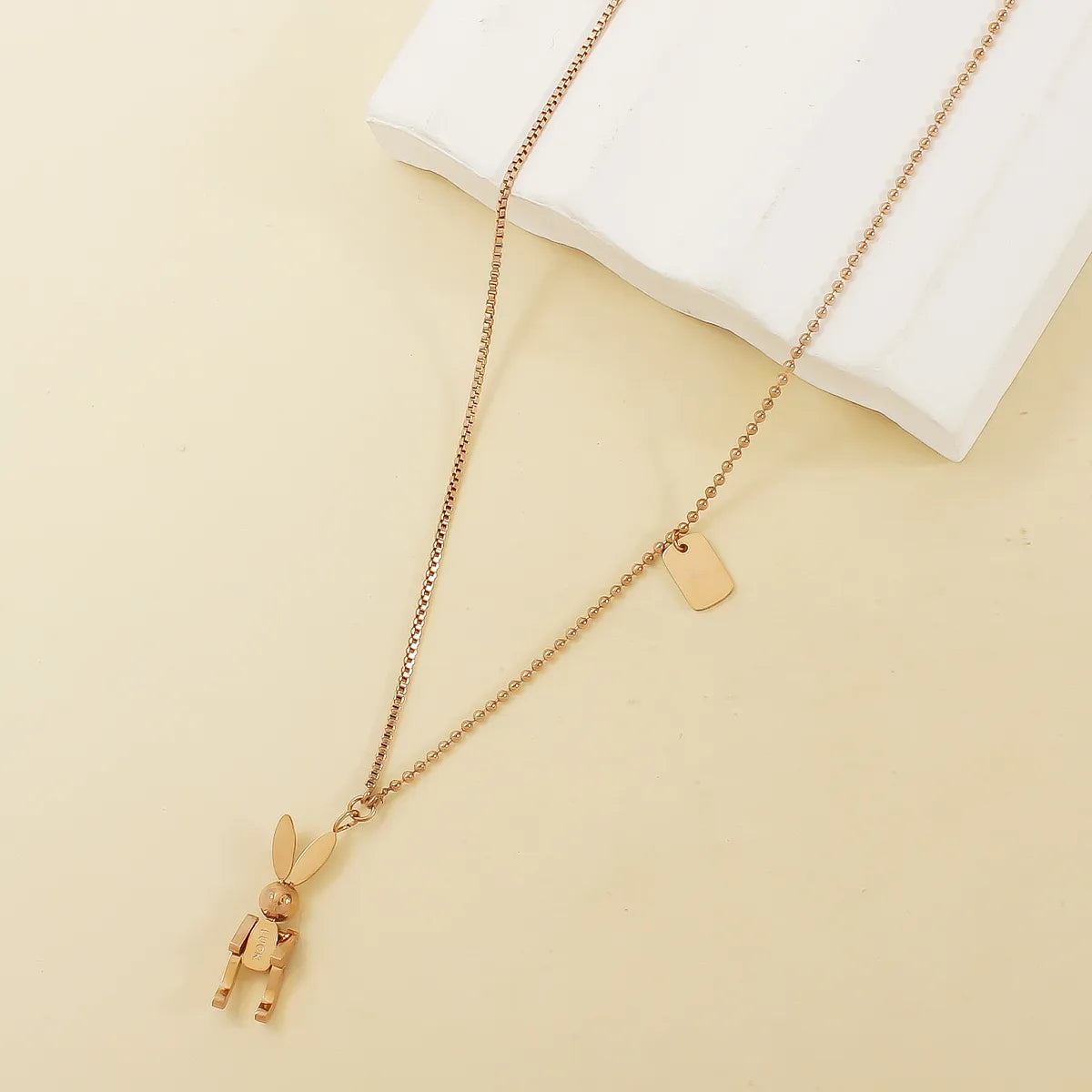 Wholesale Jewelry Cute Rabbit 304 Stainless Steel 18K Gold Plated Pendant Necklace