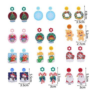 1 Pair Cute Santa Claus Christmas Socks Printing Arylic Drop Earrings