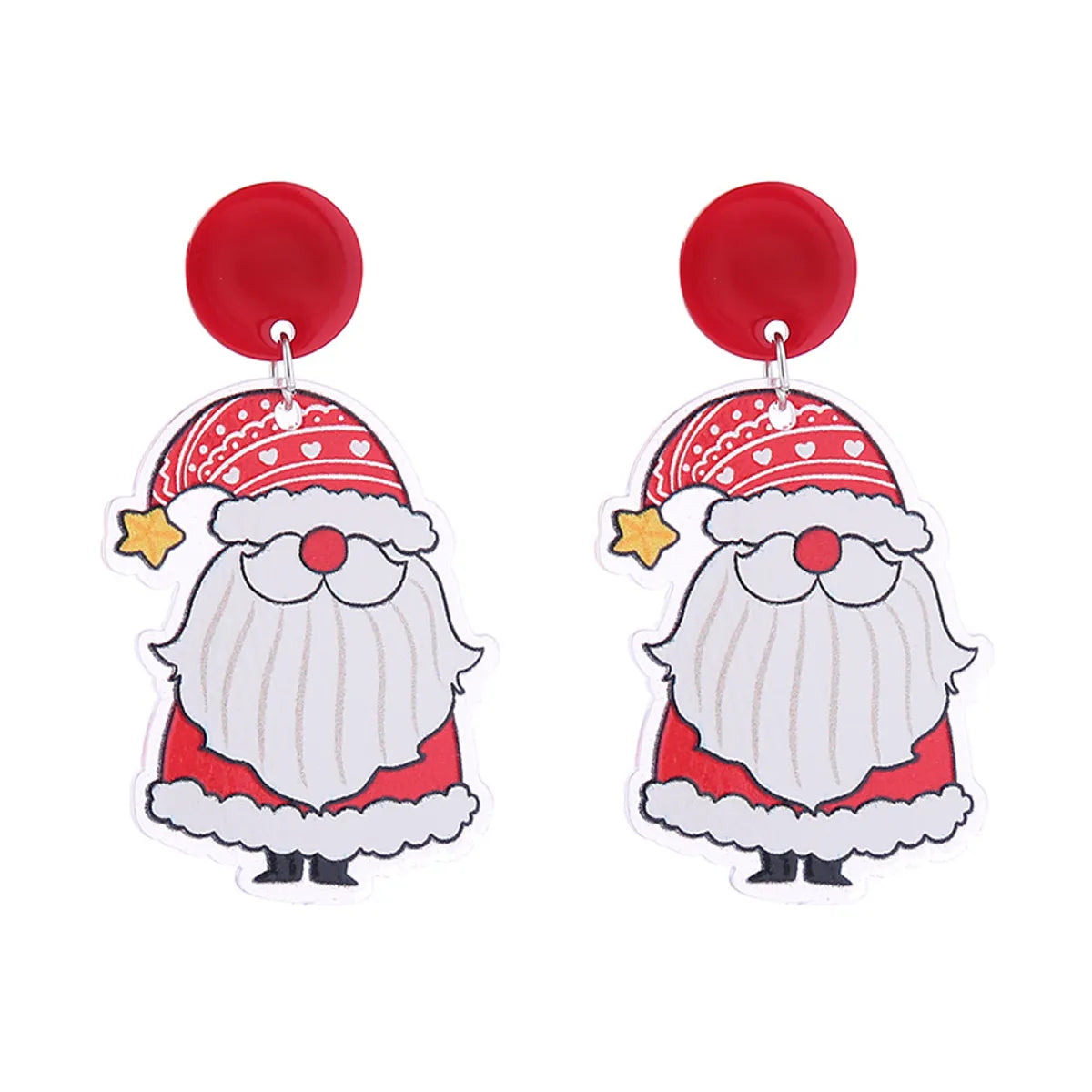 1 Pair Cute Santa Claus Christmas Socks Printing Arylic Drop Earrings