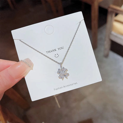 Wholesale Jewelry Cute Shiny Geometric Star Heart Shape Titanium Steel Zircon Inlay Pendant Necklace