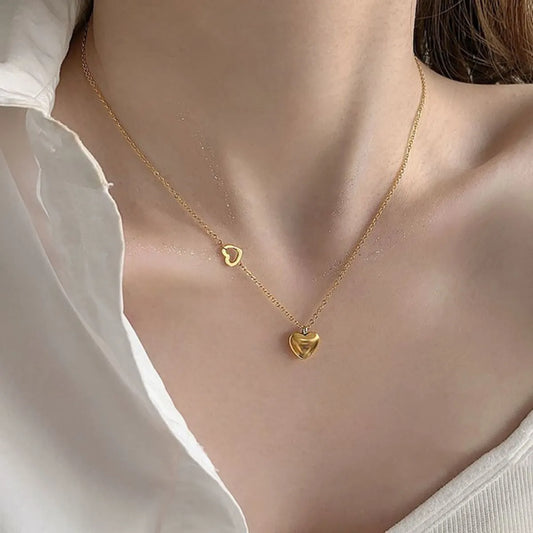 Wholesale Jewelry Cute Simple Style Commute Heart Shape 304 Stainless Steel 18K Gold Plated Plating Pendant Necklace