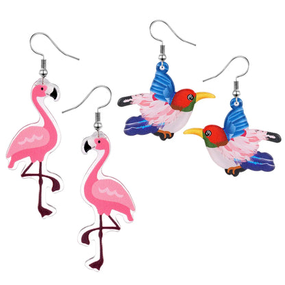 Wholesale Jewelry Cute Simple Style Flamingo Arylic Drop Earrings