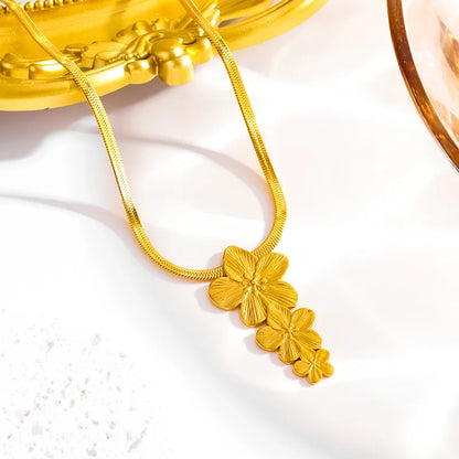 Wholesale Jewelry Cute Simple Style Roman Style Flower 304 Stainless Steel 18K Gold Plated Earrings Necklace