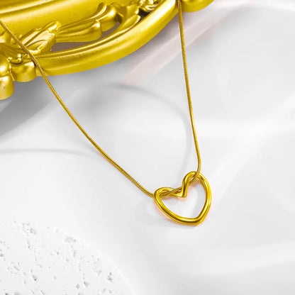 Wholesale Jewelry Cute Simple Style Roman Style Heart Shape 304 Stainless Steel 18K Gold Plated Earrings Necklace