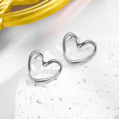 Wholesale Jewelry Cute Simple Style Roman Style Heart Shape 304 Stainless Steel 18K Gold Plated Earrings Necklace