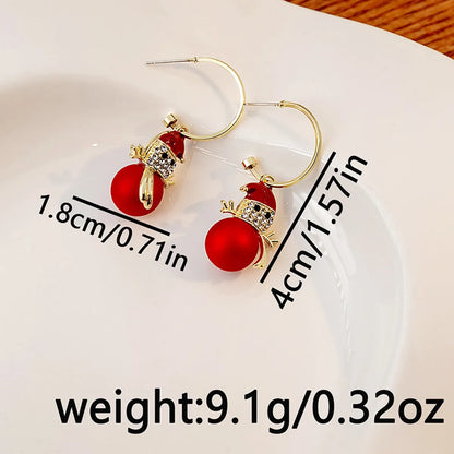 Wholesale Jewelry Cute Snowman Alloy Artificial Diamond Inlay Drop Earrings