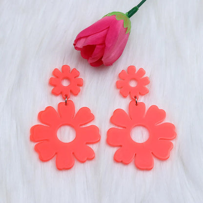 Wholesale Jewelry Cute Solid Color Flower Arylic Spray Paint Drop Earrings