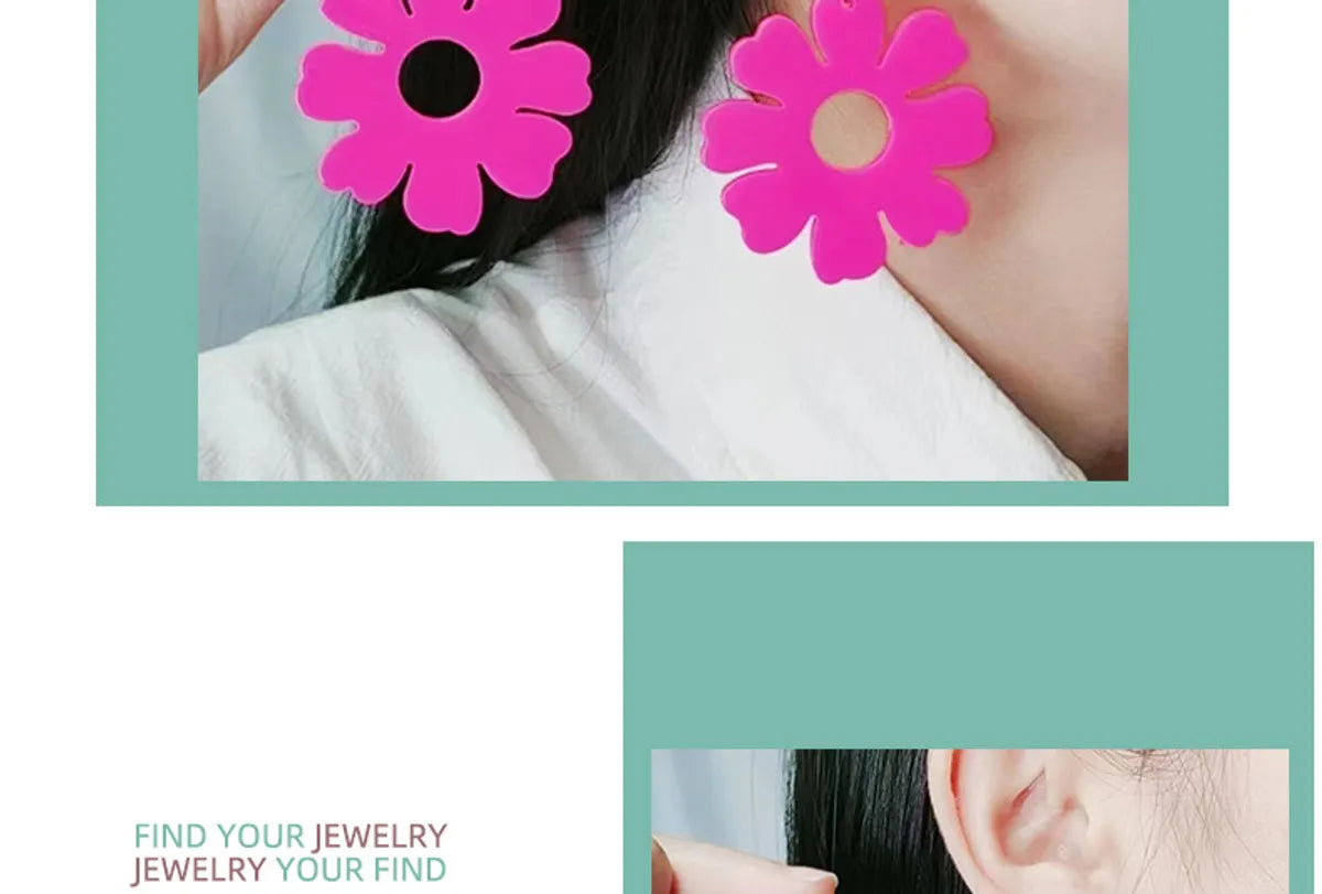 Wholesale Jewelry Cute Solid Color Flower Arylic Spray Paint Drop Earrings