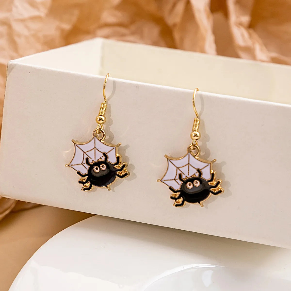 Wholesale Jewelry Cute Spider Alloy Enamel Drop Earrings