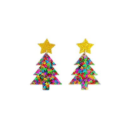 1 Pair Cute Streetwear Cartoon Character Christmas Tree Letter Arylic Drop Earrings