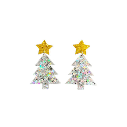 1 Pair Cute Streetwear Cartoon Character Christmas Tree Letter Arylic Drop Earrings