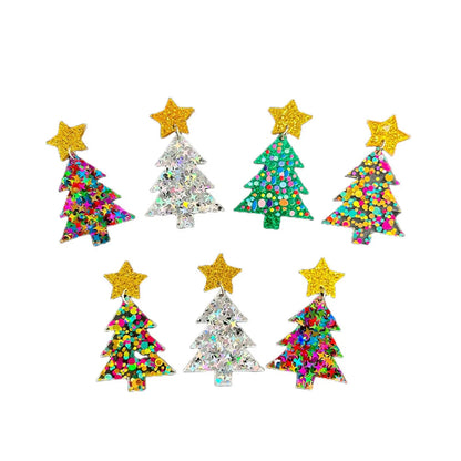 1 Pair Cute Streetwear Cartoon Character Christmas Tree Letter Arylic Drop Earrings