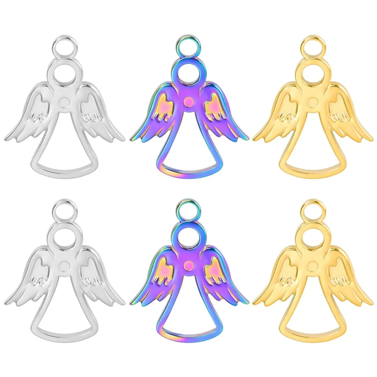 Wholesale Jewelry Cute Sweet Angel 304 Stainless Steel 18K Gold Plated Hollow Out Pendant Necklace