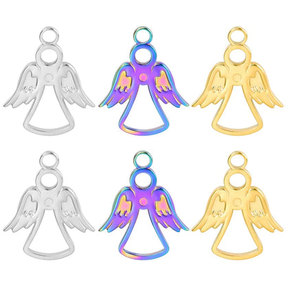 Wholesale Jewelry Cute Sweet Angel 304 Stainless Steel 18K Gold Plated Hollow Out Pendant Necklace