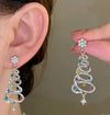 Wholesale Jewelry Cute Sweet Christmas Tree Alloy Zircon Plating Inlay Drop Earrings