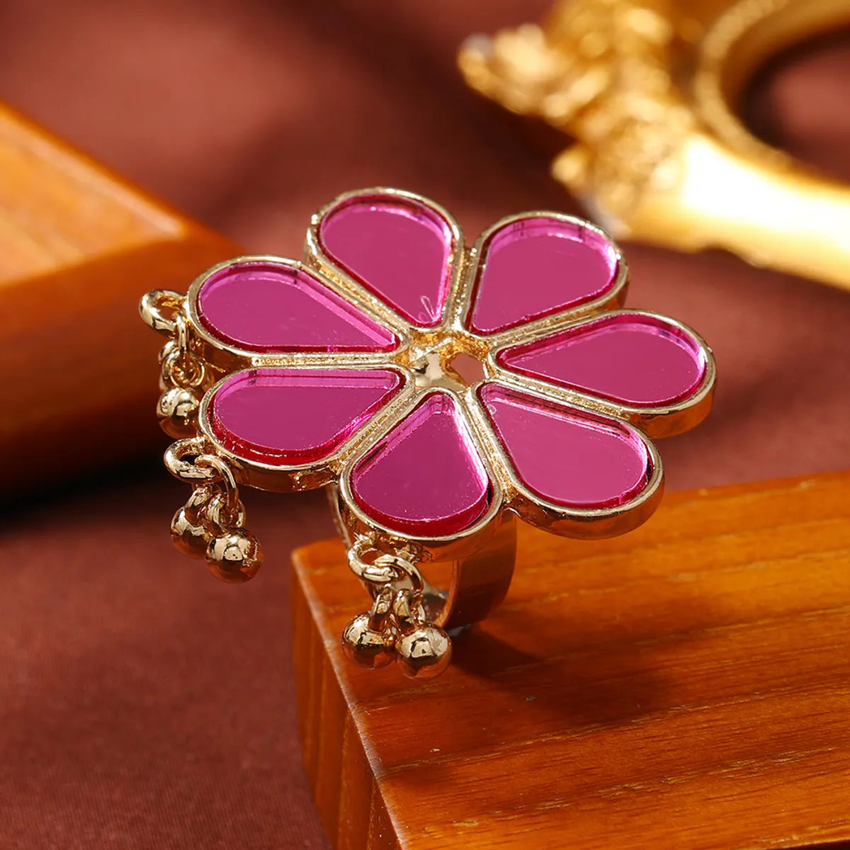 Wholesale Jewelry Cute Sweet Flower Alloy Plating Adjustable Ring