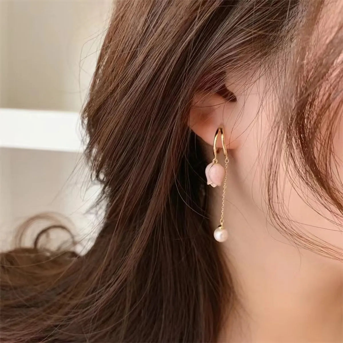 Wholesale Jewelry Cute Sweet Flower Alloy Tassel Drop Earrings