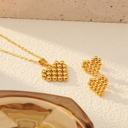 Wholesale Jewelry Cute Sweet Heart Shape 304 Stainless Steel 18K Gold Plated Jewelry Set