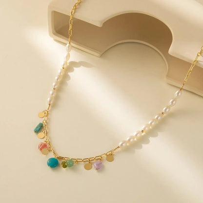 Wholesale Jewelry Cute Sweet Simple Style Asymmetrical Natural Stone Copper Waist Chain