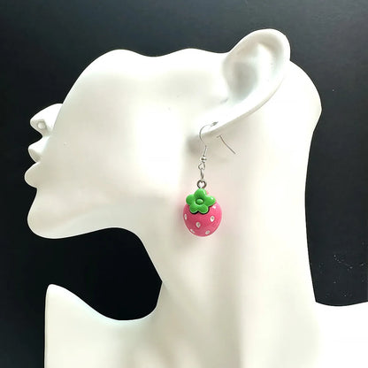 Wholesale Jewelry Cute Sweet Strawberry Plastic Resin Ear Hook