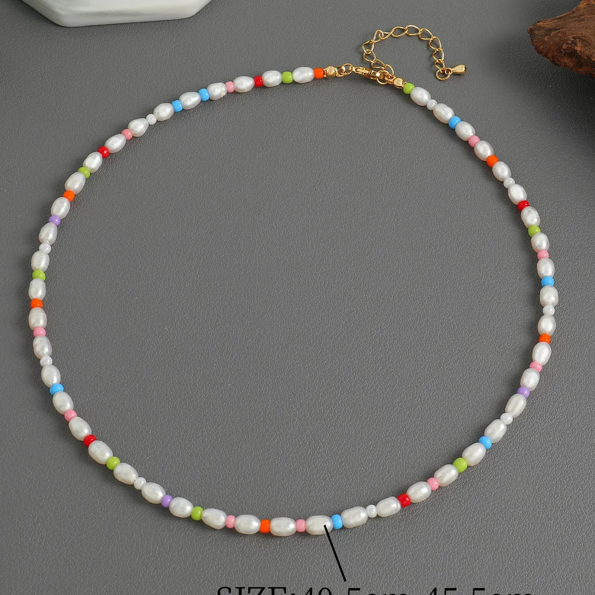 Wholesale Jewelry Cute Vacation Solid Color 304 Stainless Steel Plastic Stone 18K Gold Plated Beaded Necklace