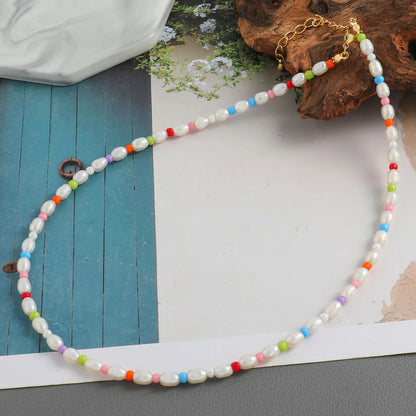 Wholesale Jewelry Cute Vacation Solid Color 304 Stainless Steel Plastic Stone 18K Gold Plated Beaded Necklace