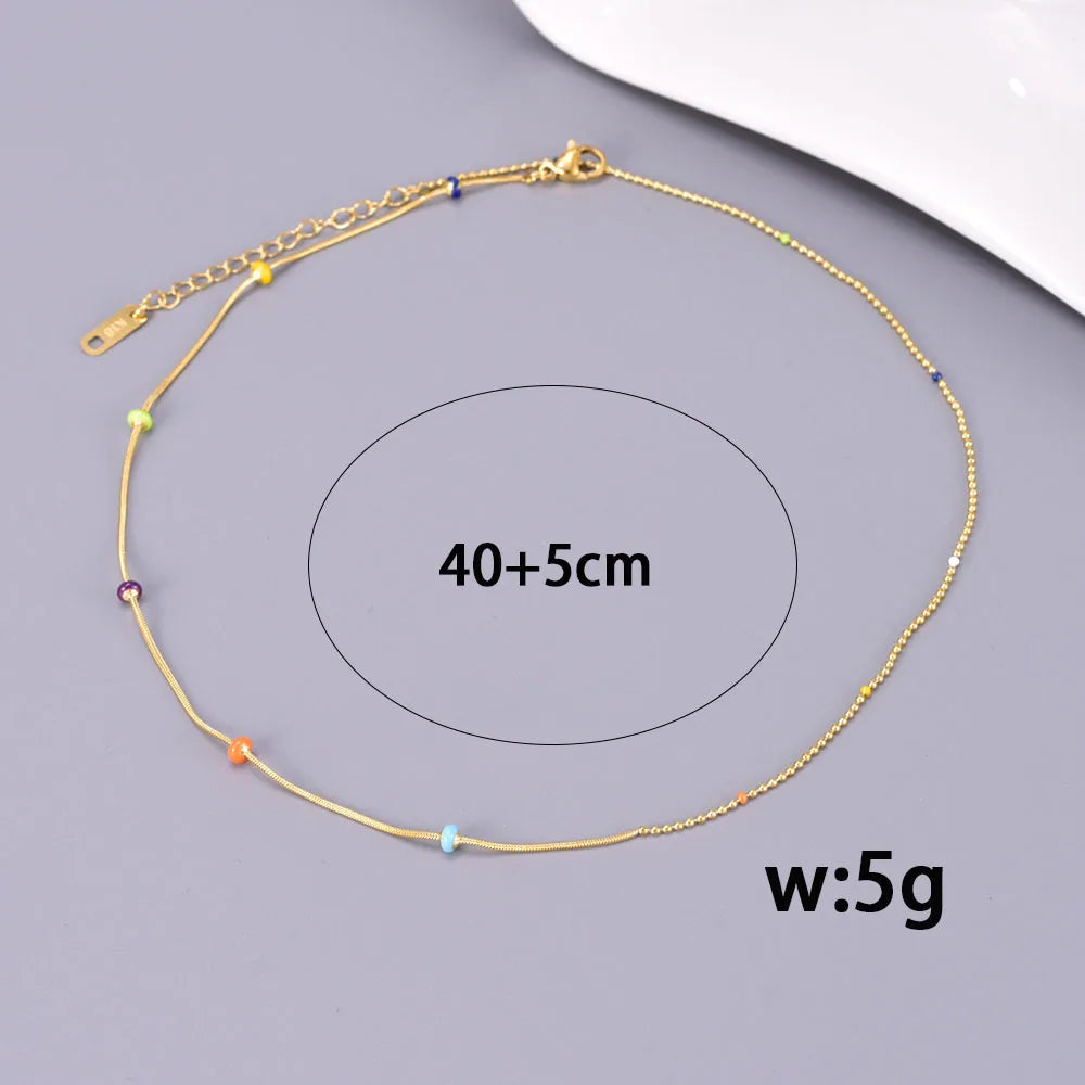 Wholesale Jewelry Cute Wedding Bridal Chain 304 Stainless Steel Titanium Steel 18K Gold Plated Inlaid Shell Necklace