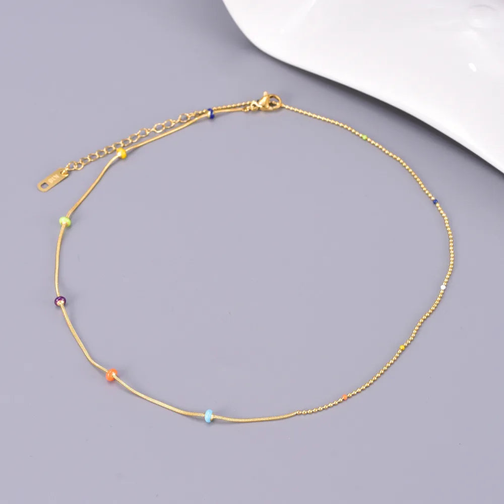 Wholesale Jewelry Cute Wedding Bridal Chain 304 Stainless Steel Titanium Steel 18K Gold Plated Inlaid Shell Necklace