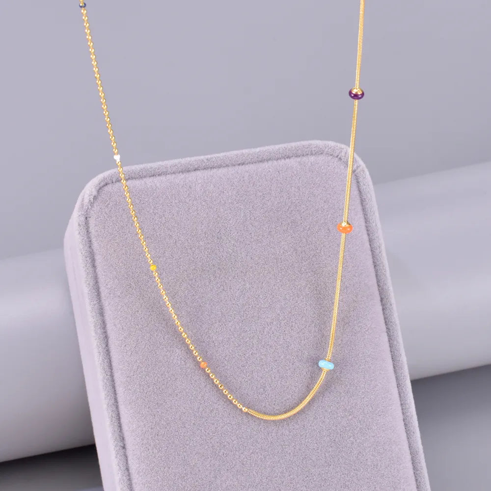 Wholesale Jewelry Cute Wedding Bridal Chain 304 Stainless Steel Titanium Steel 18K Gold Plated Inlaid Shell Necklace