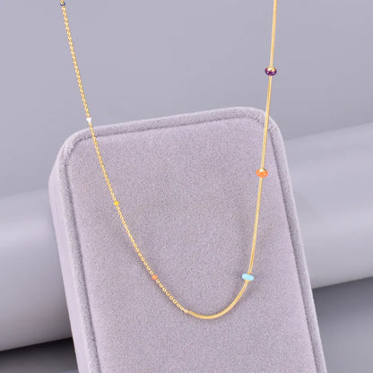 Wholesale Jewelry Cute Wedding Bridal Chain 304 Stainless Steel Titanium Steel 18K Gold Plated Inlaid Shell Necklace