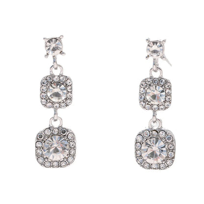 Wholesale Jewelry Elegant Basic Lady Geometric Alloy Rhinestones Silver Plated Plating Inlay Drop Earrings