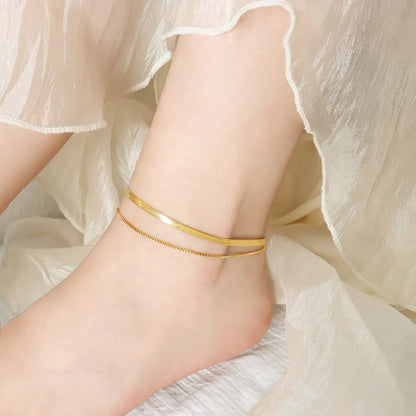 Wholesale Jewelry Elegant Basic Solid Color Titanium Steel 18k Gold Plated Anklet