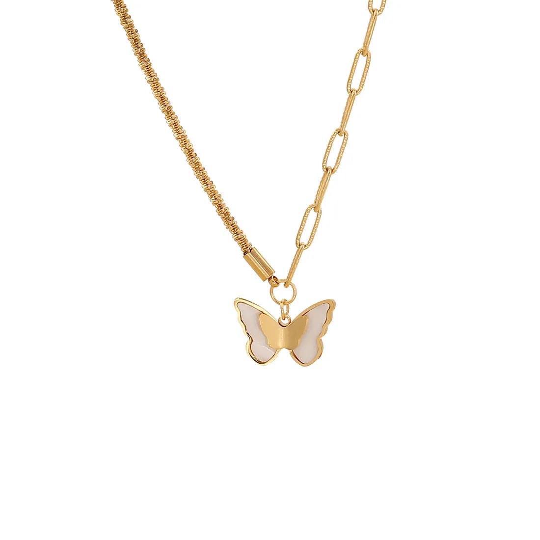 Wholesale Jewelry Elegant Butterfly 304 Stainless Steel 18K Gold Plated Bracelets Necklace