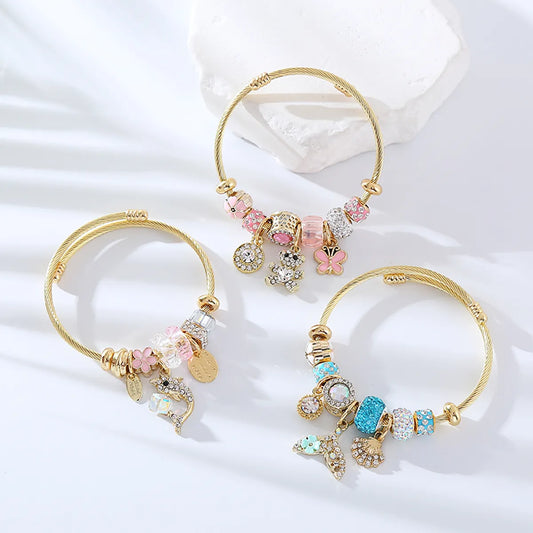 Wholesale Jewelry Elegant Circle Alloy Beaded Bangle