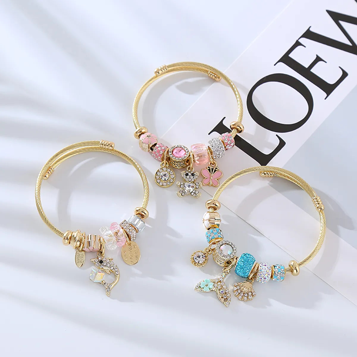 Wholesale Jewelry Elegant Circle Alloy Beaded Bangle