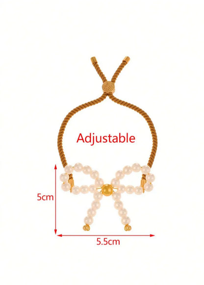 Wholesale Jewelry Elegant Classic Style Bow Knot Imitation Pearl Copper Bracelets