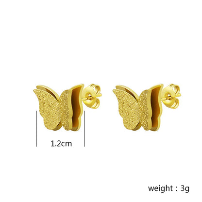 Wholesale Jewelry Elegant Classic Style Butterfly 304 Stainless Steel Gold Plated Rings Earrings Necklace